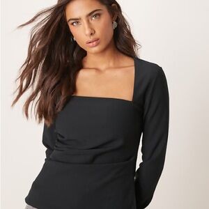 Abercrombie & Fitch Black Square Neck Blouse